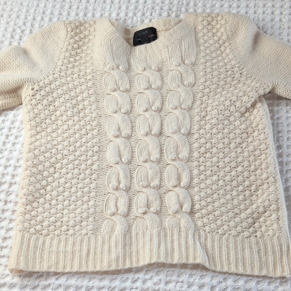 J. Crew Sweaters - J. Crew Lambs Wool Handknit Cream Crewneck Sweater